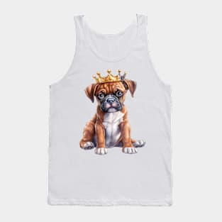 Watercolor Boxer Dog Wearing a Crown Tank Top